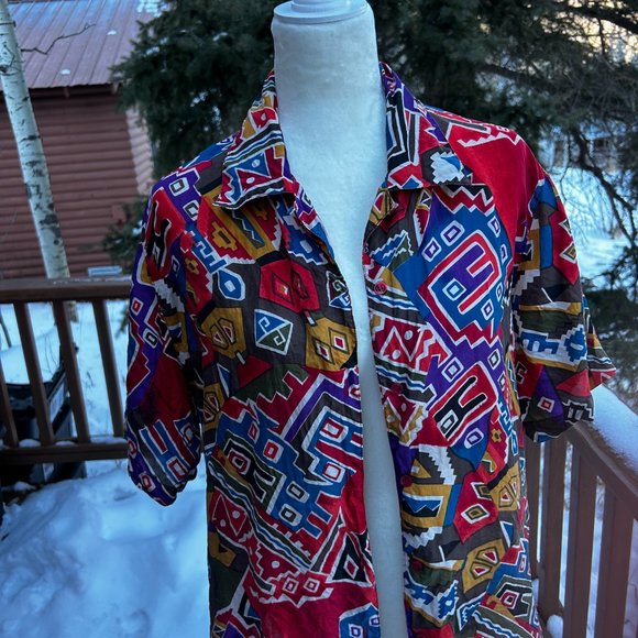 Vintage EL LA Design Silk Button Down - Picture 5 of 7